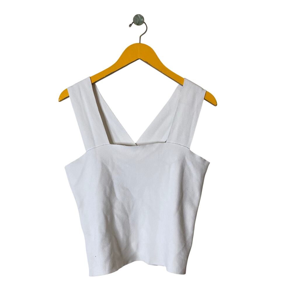 A.L.C. Lia Knit Wide Racerback Strap Top White Size Large